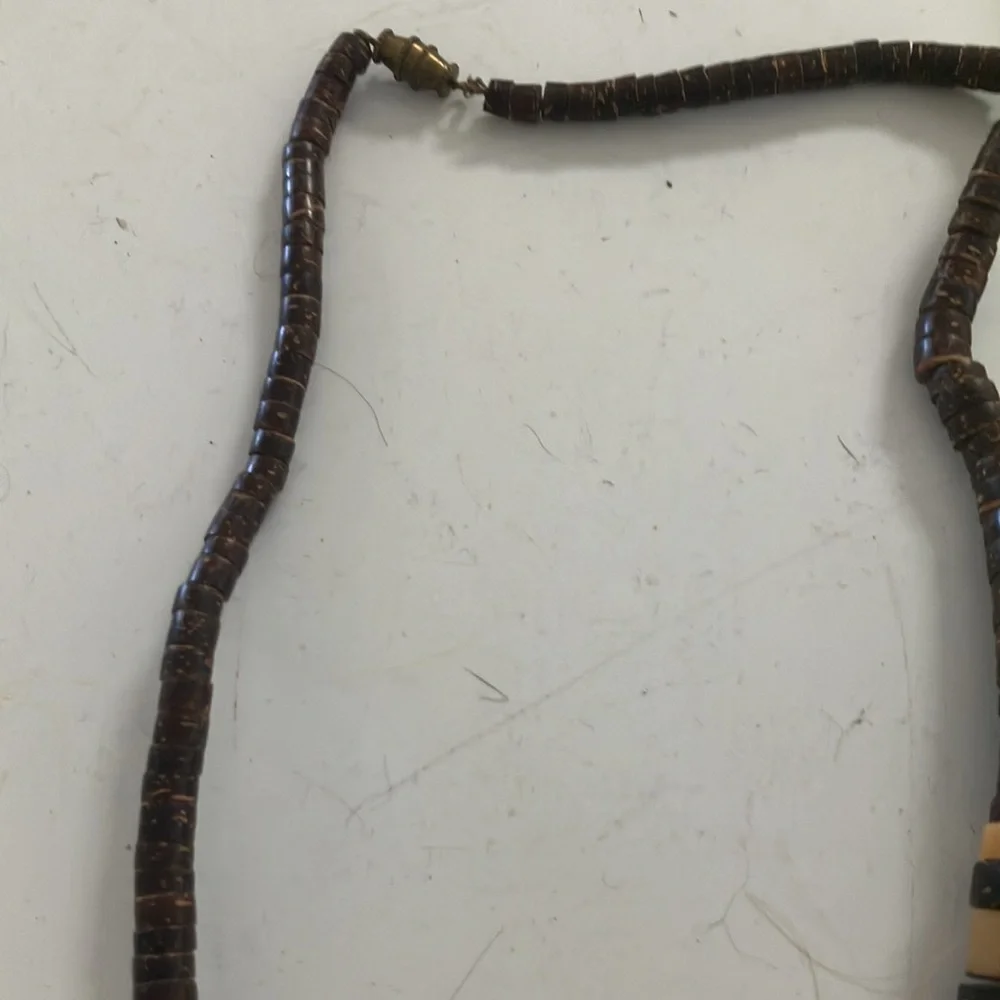 Brown and Tan wooden Beaded Necklace